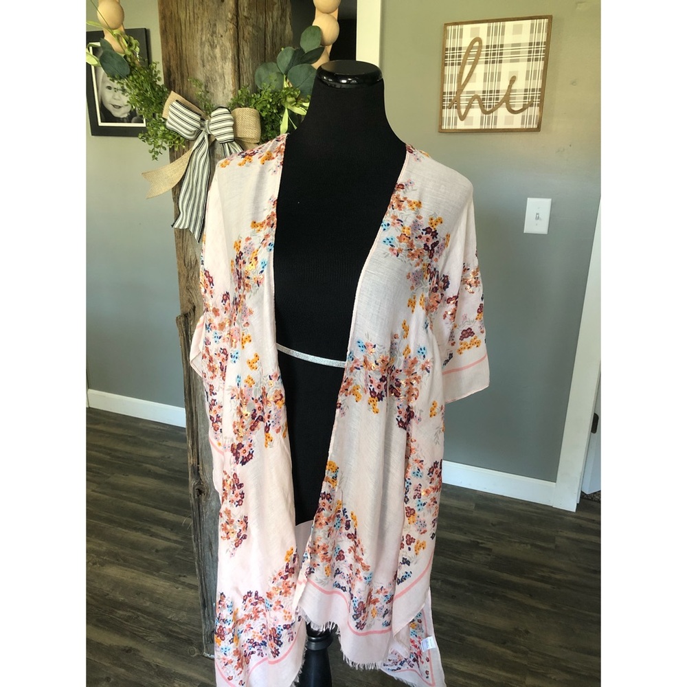 pink floral kimono